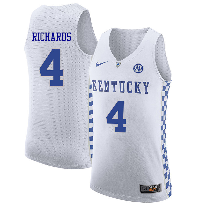 Men Kentucky Wildcats #4 Nick Richards College Basketball Jerseys Sale-White